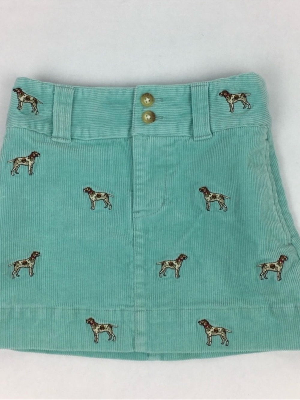Ralph Lauren Mint Corduroy Dog Embroidered Skirt Sz 4T